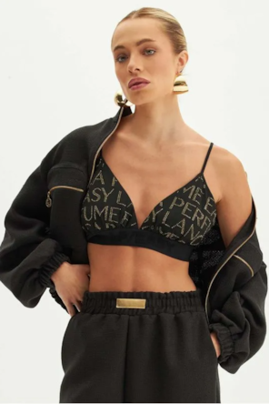 TOP CROPPED SHINE PRETO
