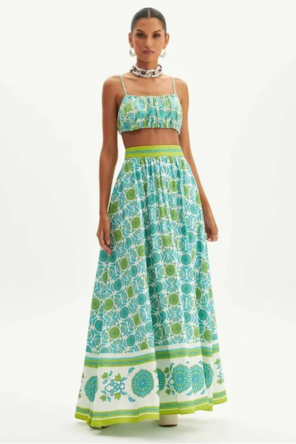 SAIA SUPER MIDI ESTAMPADA VERD