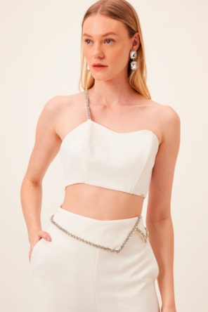 TOP BRANCO COM STRASS