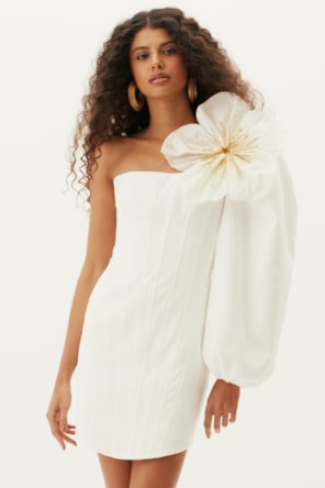 VESTIDO BRANCO FLOR OURO 