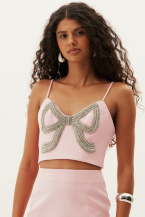TOP ALÇAS PINK LAÇO 