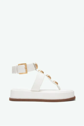 SANDALIAS  BRANCAS  BOTÕES DOURADOS 