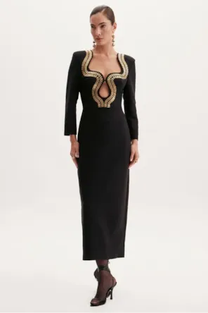 VESTIDO LANÇA PERFUME PRETO APLICAÇÕES