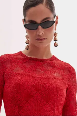 VESTIDO VERMELHO RENDADO 