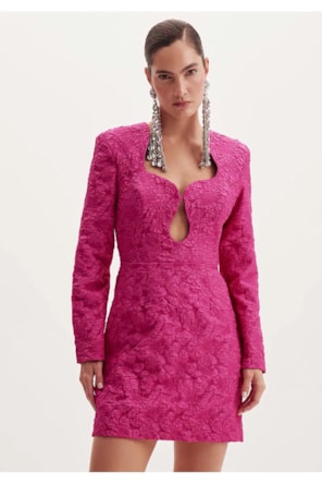 VESTIDO CURTO PINK ADAMASCADO 