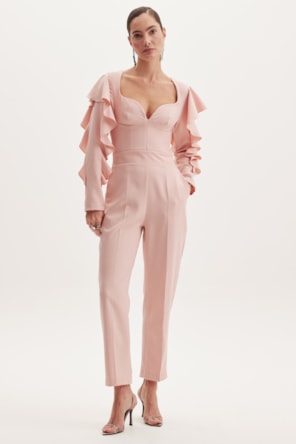 MACACÃO ROSA FOLHOS 