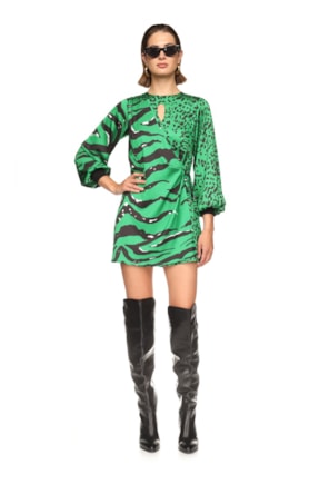 VESTIDO ACETINADO ESTAMPADO