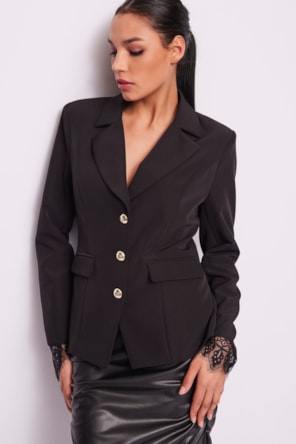 BLAZER PRETO MANGA RENDA 