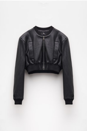 CASACO BOMBER CURTO PRETO 