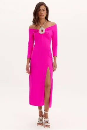 VESTIDO SUPER MIDI BRILHOS PINK 