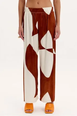 CALÇAS WIDE LEG ESTAMPADA