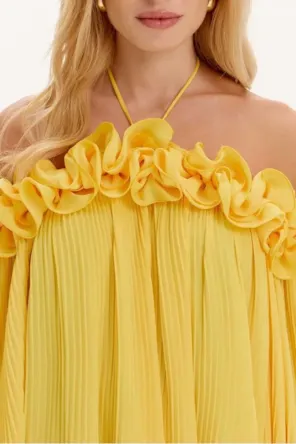 VESTIDO CURTO PLISSADO FLORES