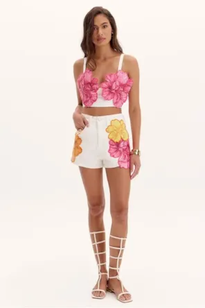 CALÇÕES  HOT PANT SARJA FLORES
