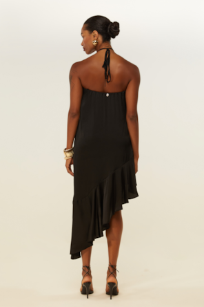 VESTIDO BABADO OMBRO PRETO DIMY