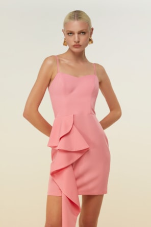 VESTIDO ROSA CURTO FOLHO DIMY 