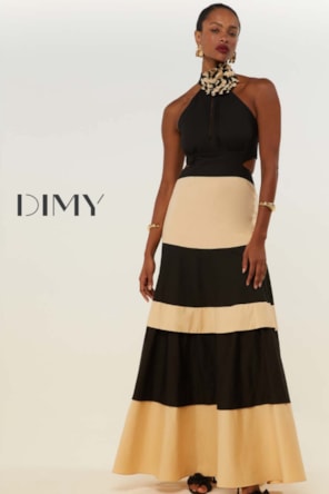 VESTIDO PRETO E BEIGE DIMY 