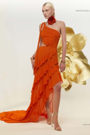 VESTIDO LONGO FOLHOS DIMY 
