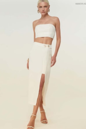 CONJUNTO SAIA LAPIS/TOP BRANCO DIMY 