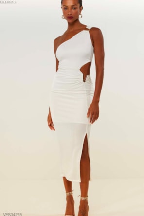 VESTIDO JUSTO COM FENDA DIMY 