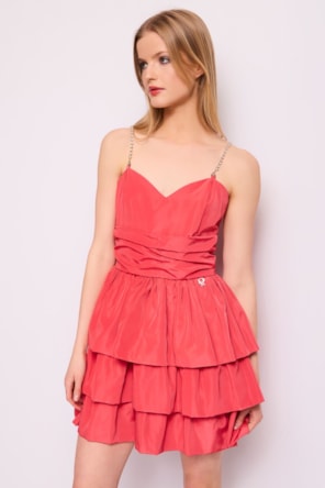 VESTIDO CORAL TAFETÁ DENNY ROSE