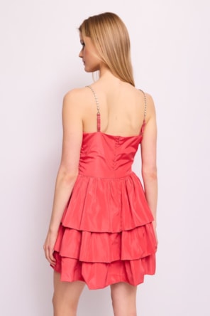 VESTIDO CORAL TAFETÁ DENNY ROSE