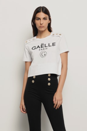 T´SHIRT BRANCA BOTÕES GAELLE 