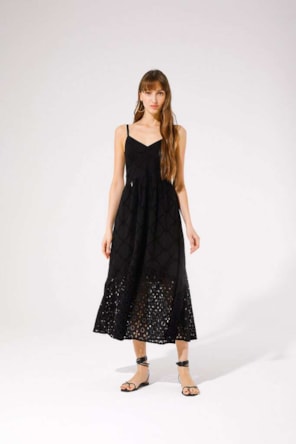 VESTIDO BORDADO INGLÊS PRETO GOA GOA 