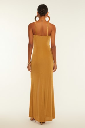 VESTIDO OURO LONGO DIMY 