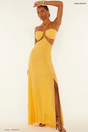 VESTIDO LONGO COM APLICAÇÃO  DIMY 