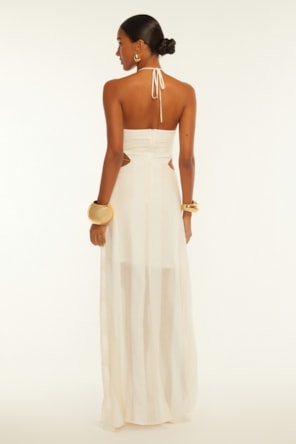 VESTIDO BRANCO DOURADO LONGO  DIMY