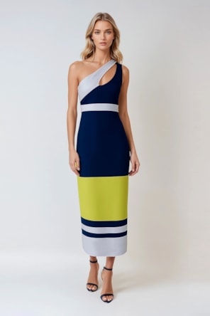 VESTIDO  AMARELO AZUL SAHOCO 