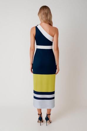 VESTIDO  AMARELO AZUL SAHOCO 
