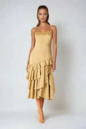 VESTIDO FOLHOS OURO SAHOCO