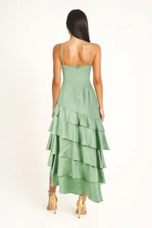 VESTIDO FOLHOS VERDE  SAHOCO