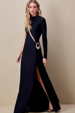 VESTIDO LONBGO MANGA ÚNICA LANÇA PERFUME 