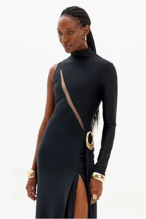 VESTIDO LONBGO MANGA ÚNICA LANÇA PERFUME 