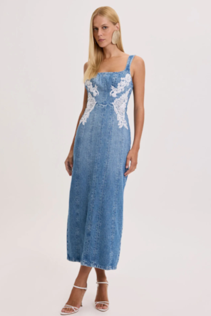 VESTIDO GANGA BORDADO AMARANTE 