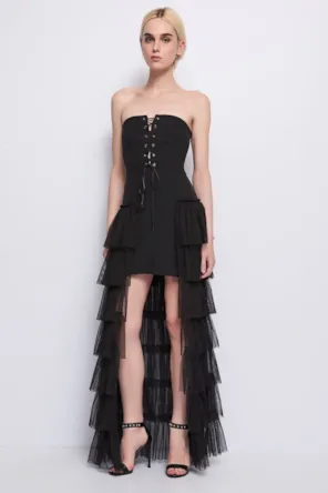 VESTIDO COM CALDA FOLHOS DENNY ROSE 