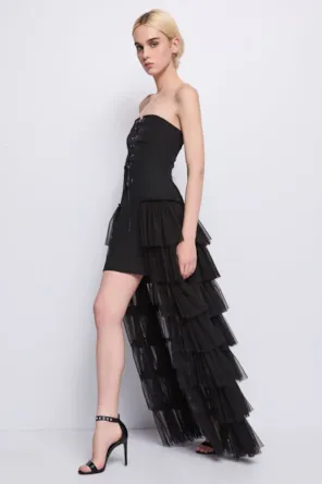 VESTIDO COM CALDA FOLHOS DENNY ROSE 