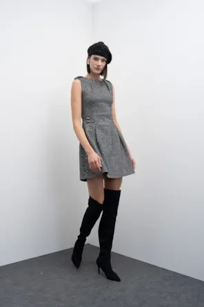 VESTIDO  TWEED DE LÃ COM LANTEJOULAS  GOA  GOA 