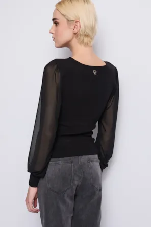 CAMISOLA CANELADA COM TULE DENNY ROSE 
