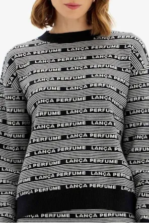 CAMISOLA PRETA E BRANCA LOGO  LANÇA PERFUME 