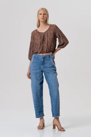 CALÇAS GANGA MODLEO BALÃO COM APLICAÇÕES FRACOMINA 