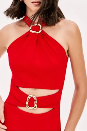 VESTIDO JUSTO MID VERMELHO 