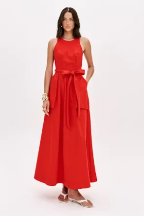 VESTIDO VERMELHO CAVAS LIDY LANÇA PERFUME 