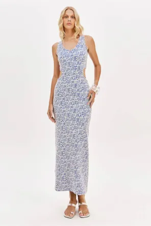 VESTIDO PADRÃO LETRAS LANÇA PERFUME 