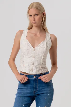 COLETE BORDADO INGLÊS FRACOMINA 