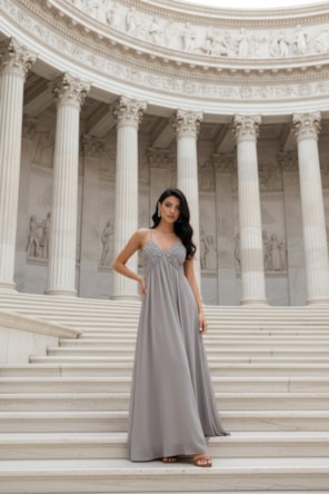 VESTIDO LONGO ALÇAS GRIGIO ELEH 