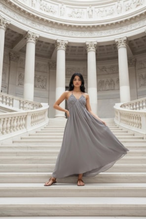 VESTIDO LONGO ALÇAS GRIGIO ELEH 