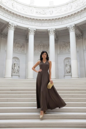 VESTIDO LONGO CASTANHO  ELEH 